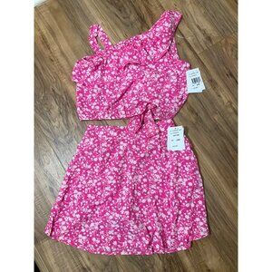 New Speechless Kids Girls 2-Pc. Floral-Print Top & Scooter Skirt Set  size L
